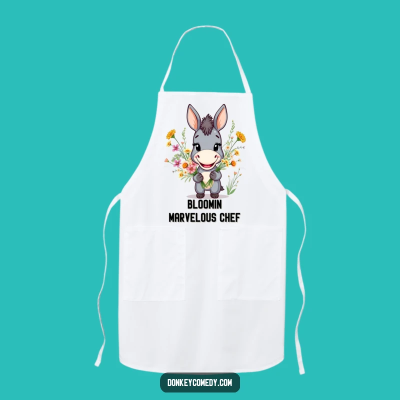 Funny Donkey Grin Apron: Cook Up Laughs with Flower Bouquet Style