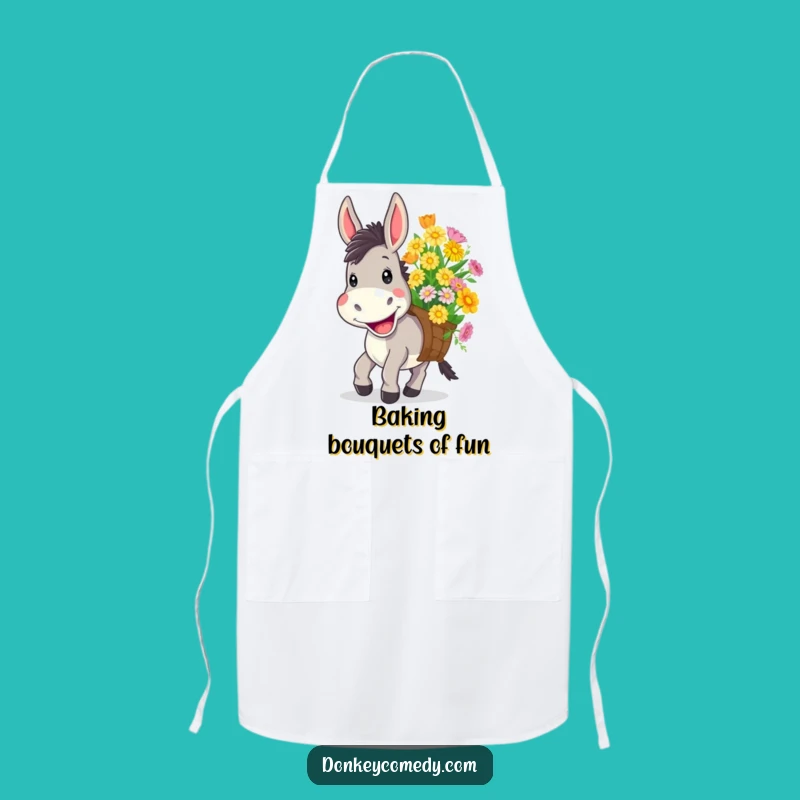 Funny Donkey Flower Apron - Cheerful Chef Kitchen Accessory Gift