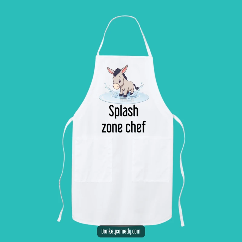 Funny Donkey Puddle Splash Apron - Humorous Gift for Kitchen Fun