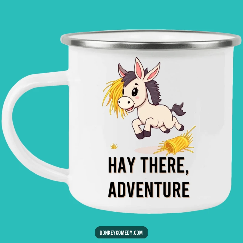 Adventure Funny Donkey Bounding Hay Camping Mug, Outdoor Gift