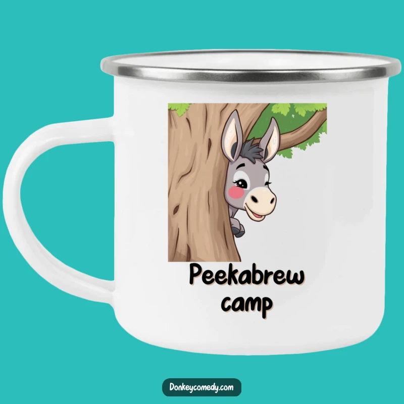 Funny Donkey Peeking Tree Camping Mug - Adventure with a Wink