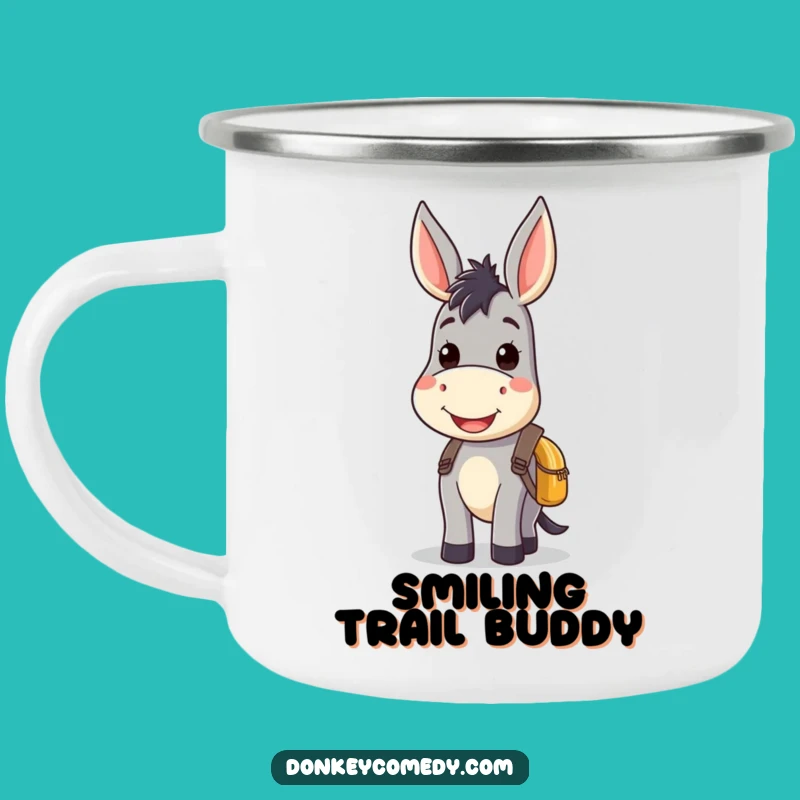 Kawaii Donkey Smile Backpack Camping Mug - Cute & Ready for Adventure