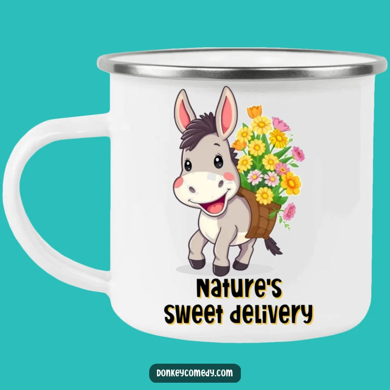 Funny Donkey Flower Camping Mug - Cheerful Outdoor Adventure Gift