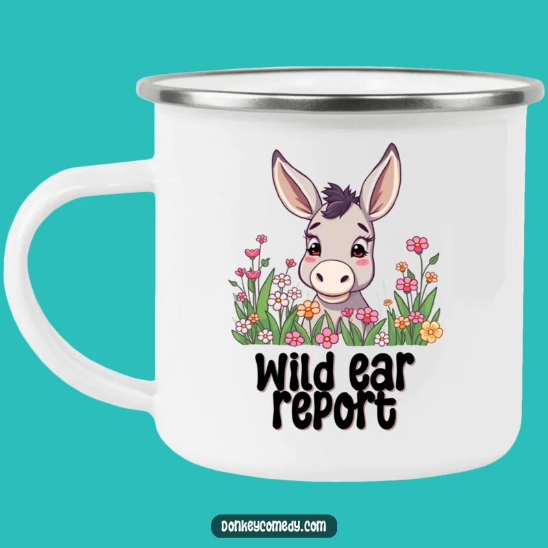 Adventure Funny Donkey Curious Ears Flower Patch Camping Mug, Outdoor Gift