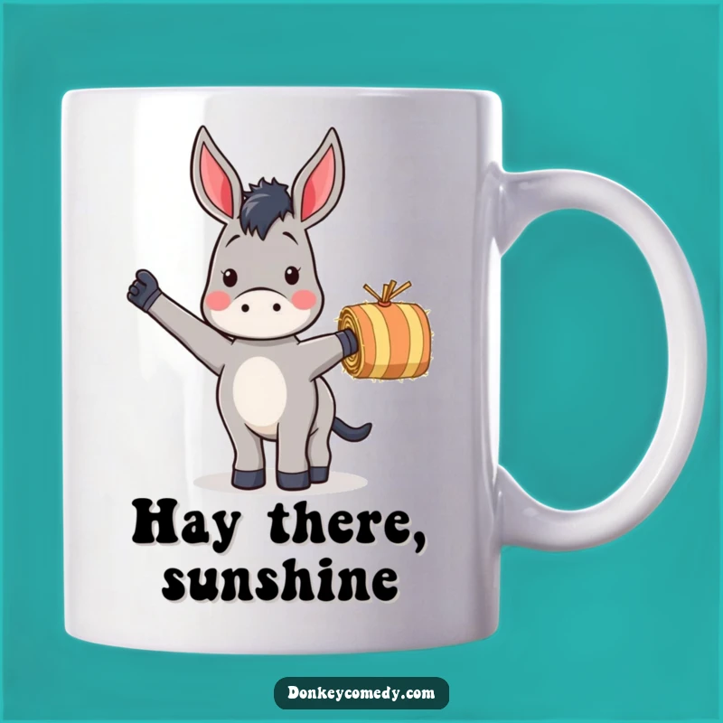 Funny Donkey Waving Hay Mug: Hilarious Farm Gift for Animal Lovers