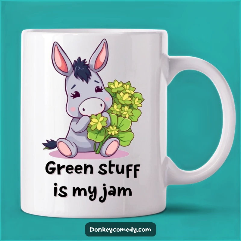 Funny Donkey Nibbling Clover Mug - Adorable Donkey Lover Gift