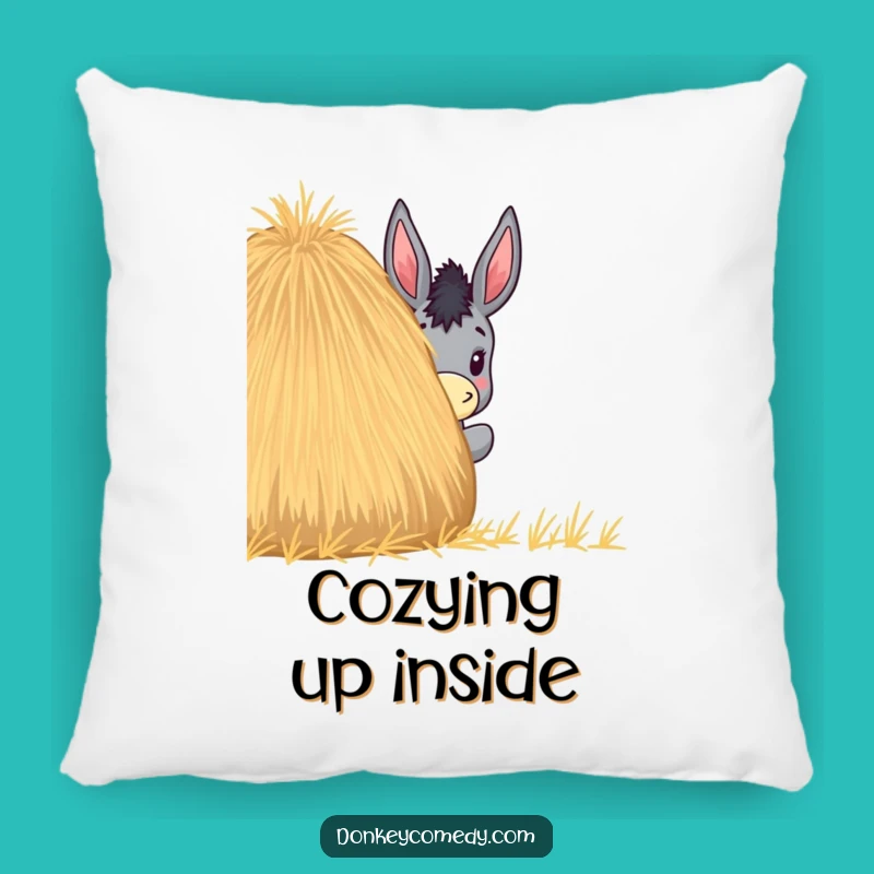 Funny Donkey Haystack Peek Pillow - Soft Humorous Farmhouse Accent Gift