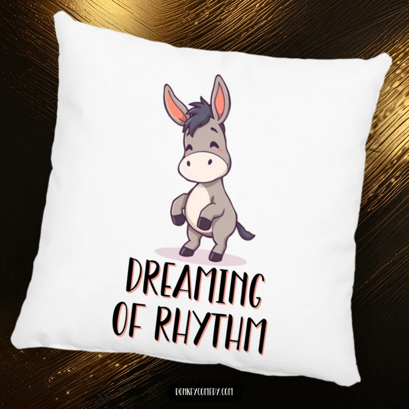 Funny Donkey Pillow featuring a donkey dancing with floppy ears, providing soft comfort and humorous silliness.