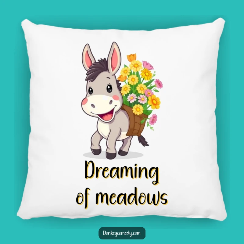 Funny Donkey Flower Pillow - Cozy & Cheerful Farm Animal Accent Gift