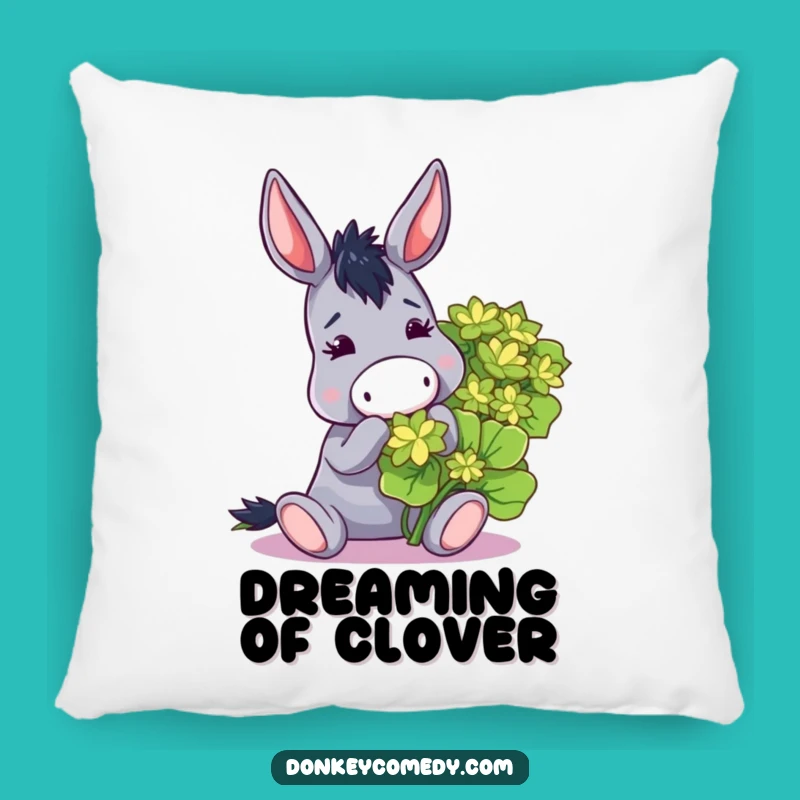Funny Donkey Nibbling Clover Pillow - Comfy & Hilarious Home Decor