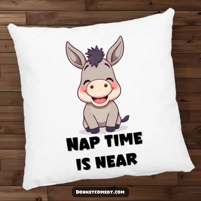 Funny Donkey Braying Pillow: A soft, decorative pillow featuring a donkey with a cheerful grin, bringing funny vibes to any seating.