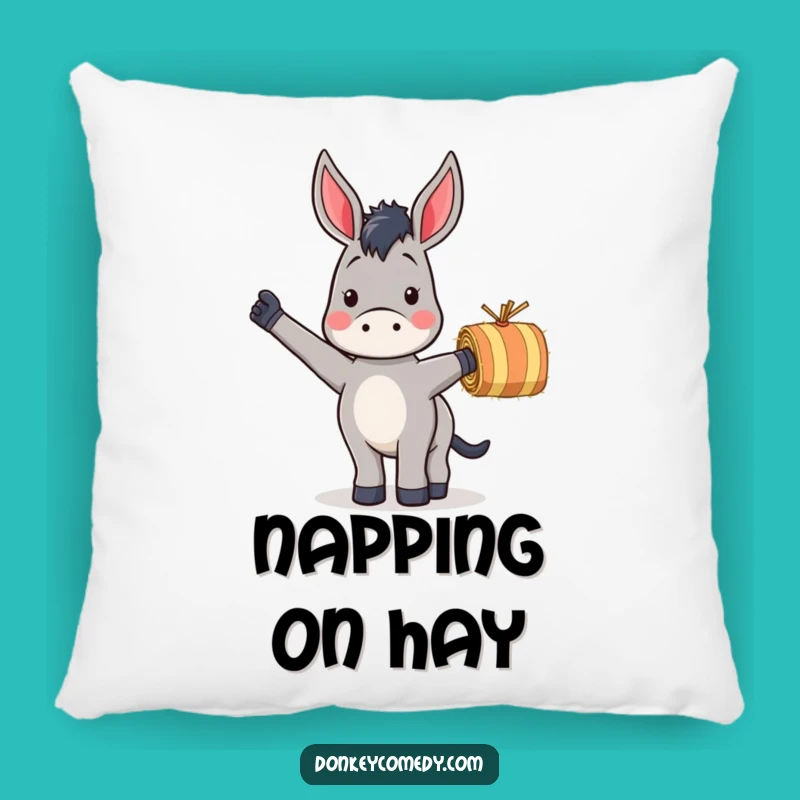 Funny Donkey Waving Hay Pillow: Cozy Comfort with a Farm Friend's Wave