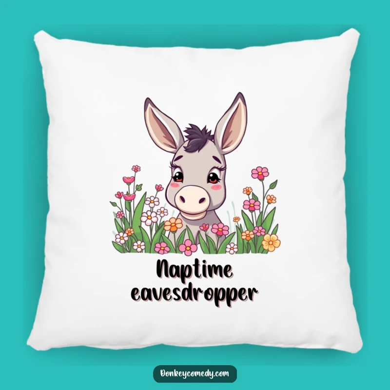 Soft Funny Donkey Curious Ears Flower Patch Pillow, Cozy Gift