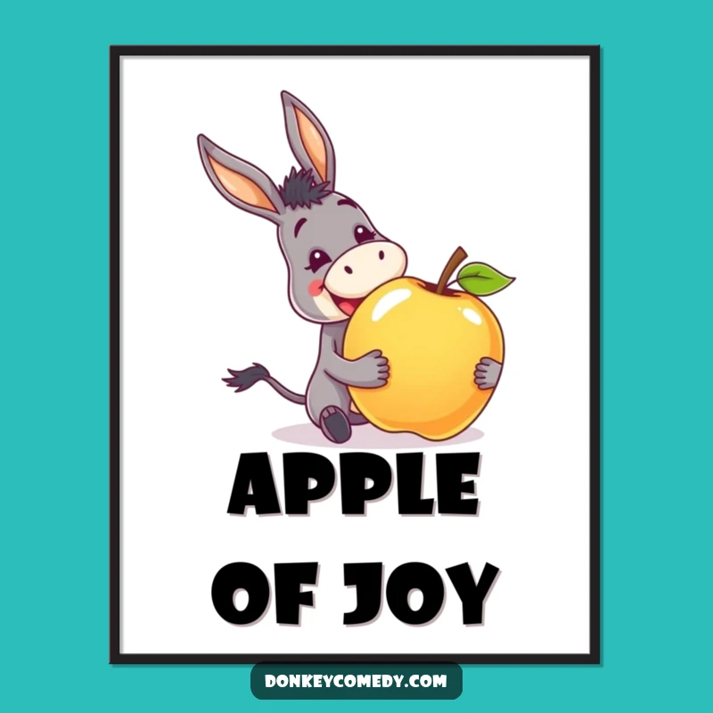 Funny Donkey Apple Digital Print - Joyful Art for Your Walls