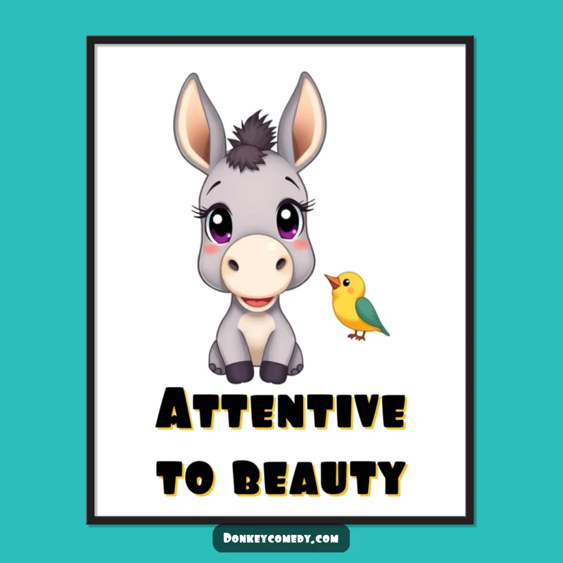 Funny Donkey Bird Listener Digital Art - Curious Wall Decor Gift