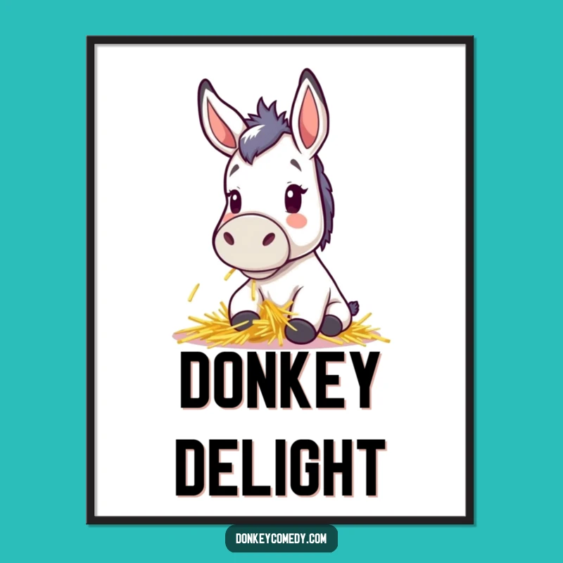 Funny Kawaii Donkey Digital Art - Cute Perky Ears Wall Art Gift