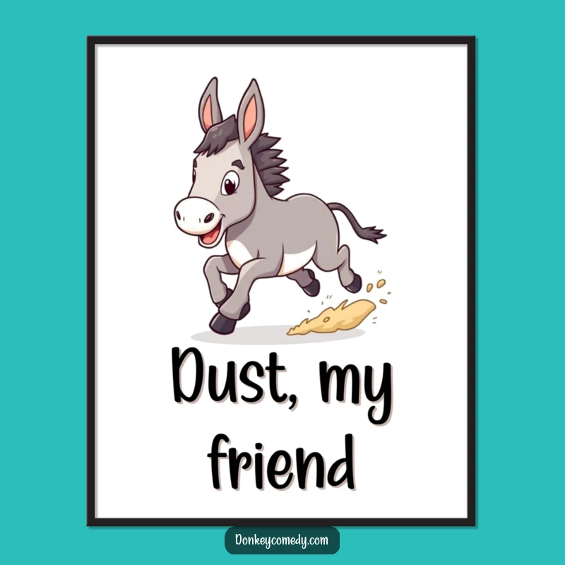 Funny Trotting Donkey Digital Art Print: Instant Motivation for Your Walls, a Quick Funny Gift