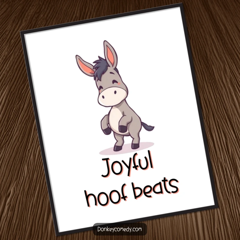 Funny Donkey Dance Digital Art Print showing a donkey dancing with floppy ears, capturing playful and humorous energy.