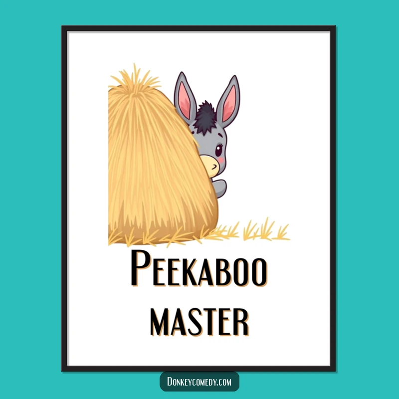 Funny Donkey Haystack Peek Digital Art - Humorous Gift for Playful Decor
