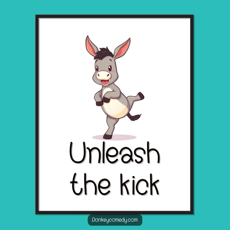 Funny Donkey Kick Digital Art Print: Instant Energetic Humor for Your Space, a Fast Funny Gift