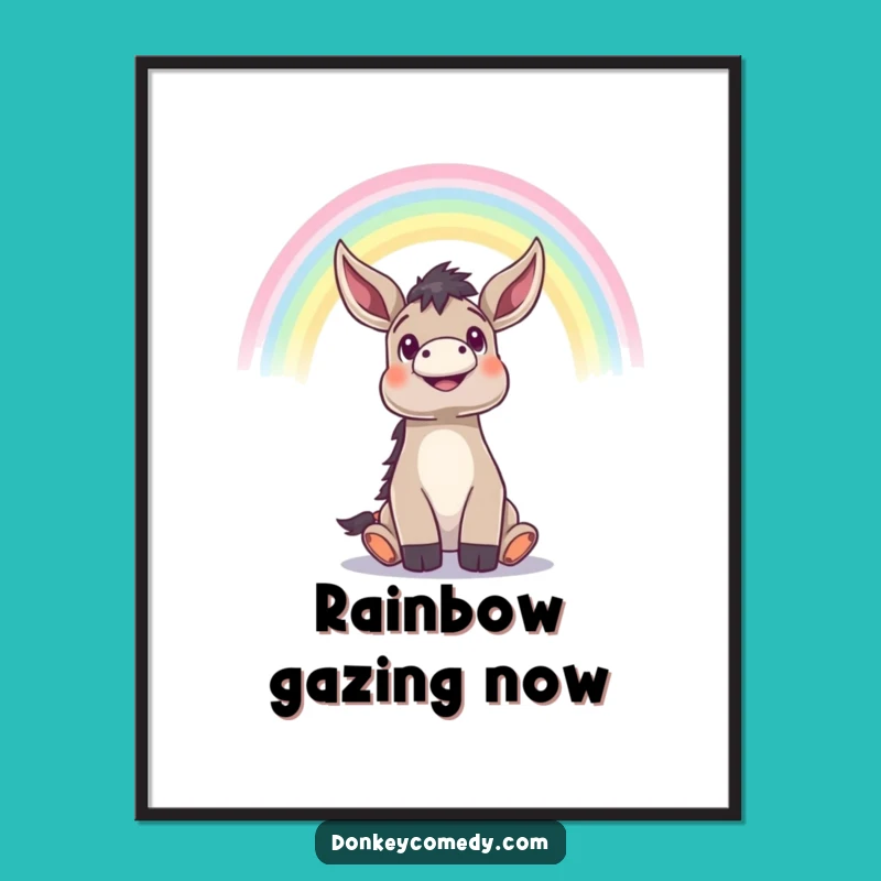 Funny Donkey Rainbow Digital Art - Instant Inspirational Decor