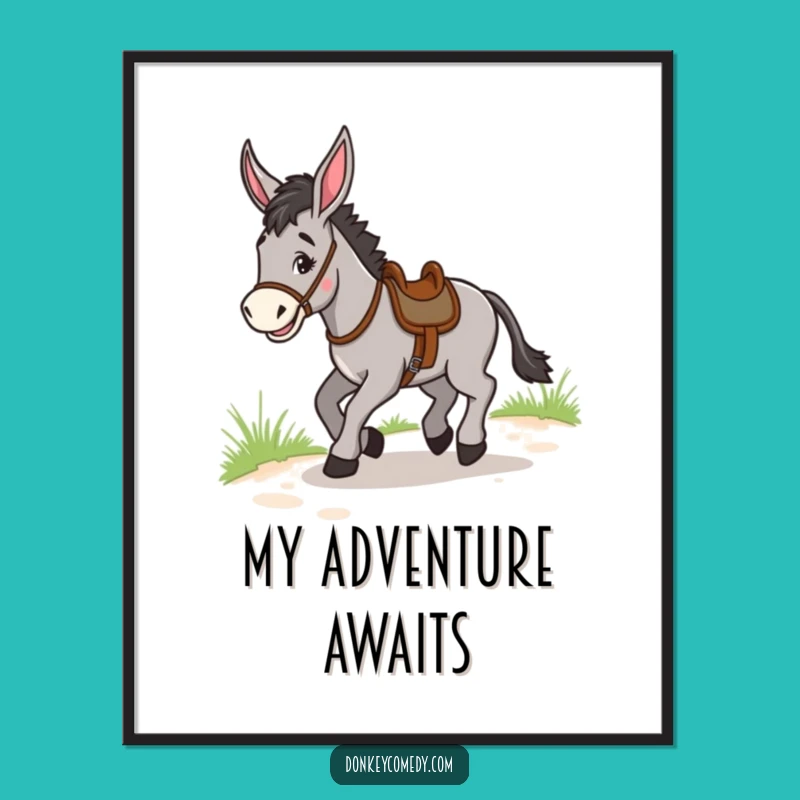 Funny Donkey Trotting Digital Print: Joyful Art Gift for Instant Wanderlust
