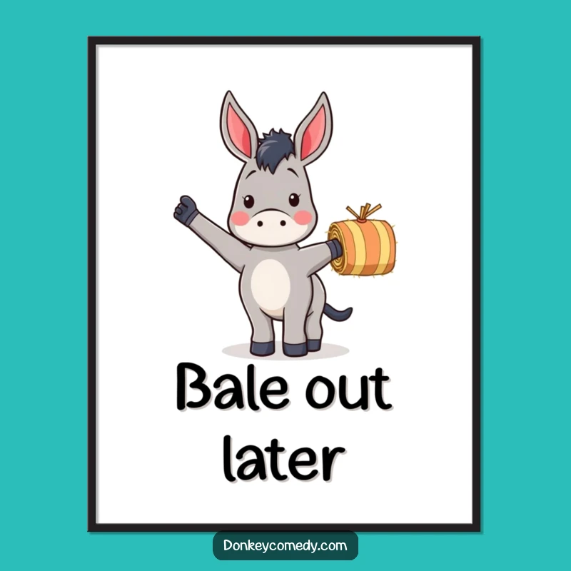 Funny Donkey Waving Hay Digital Art: Instant Farm Humor Download