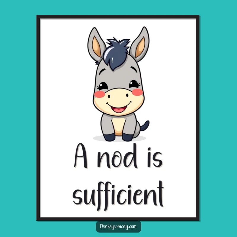 Funny Kawaii Donkey Digital Print: Instant Cheerful Smile Art