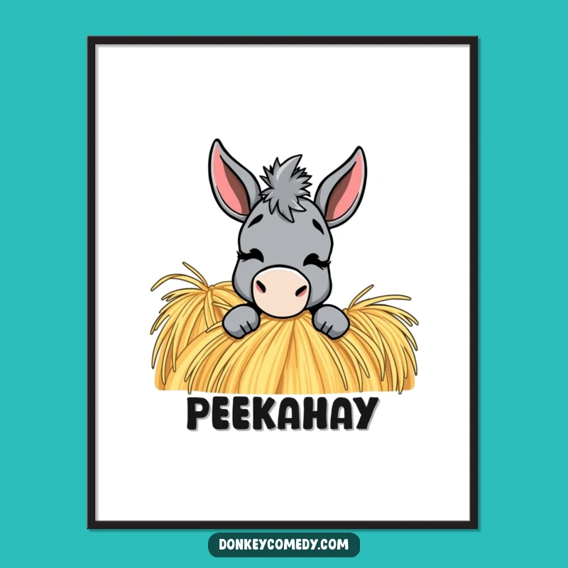 Funny Donkey Haystack Digital Art: Playful Wink Surprise, Instant Hilarious Decor, Perfect Gift!