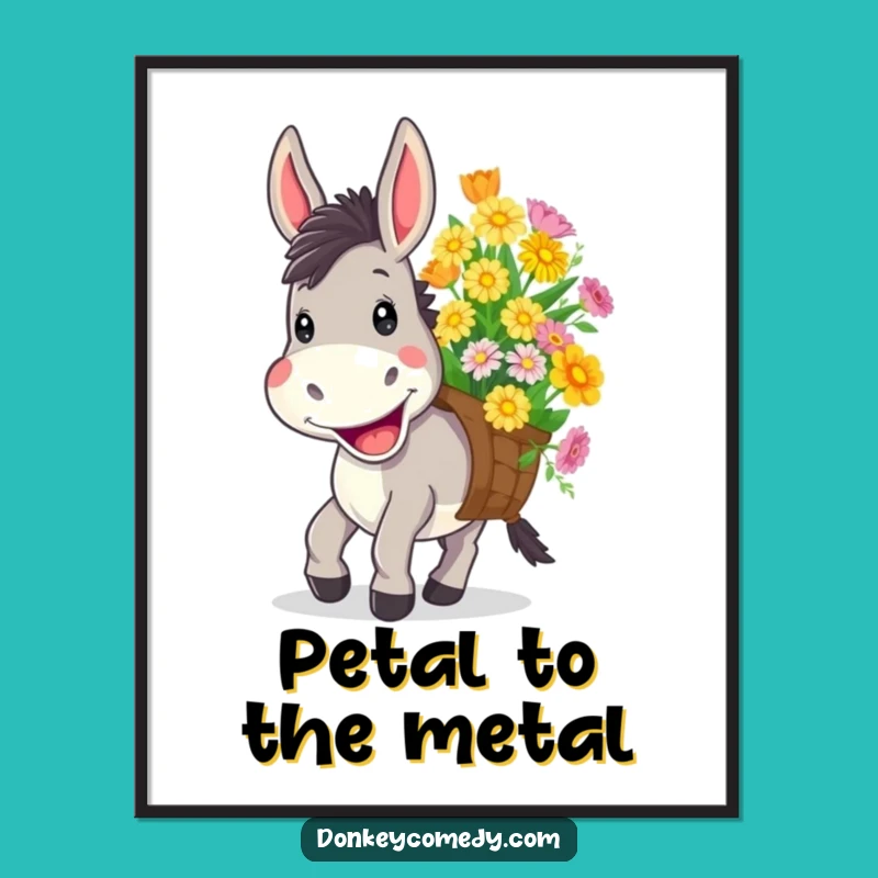 Funny Donkey Flower Load Digital Art - Cheerful Wall Decor Gift