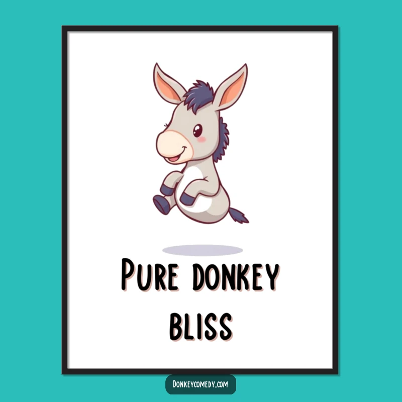 Funny Donkey Floppy Ears Kicking Legs Digital Art - Instant Joyful Wall Decor