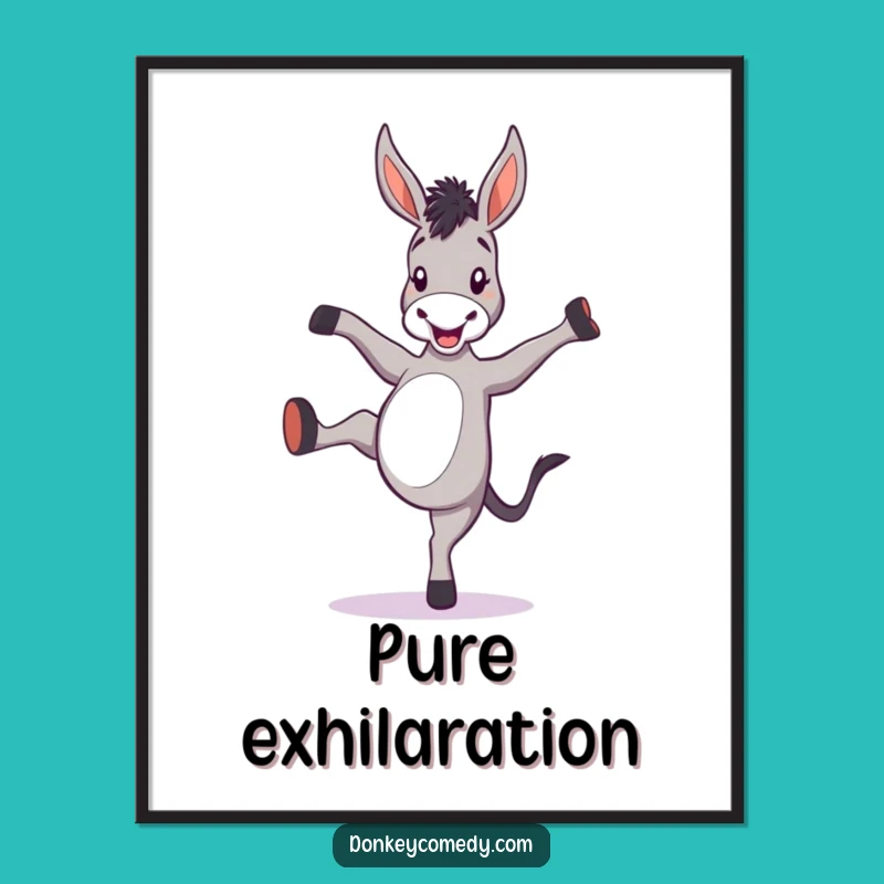 Funny Donkey Kicking Heels Digital Art - Joyful Animal Decor Gift