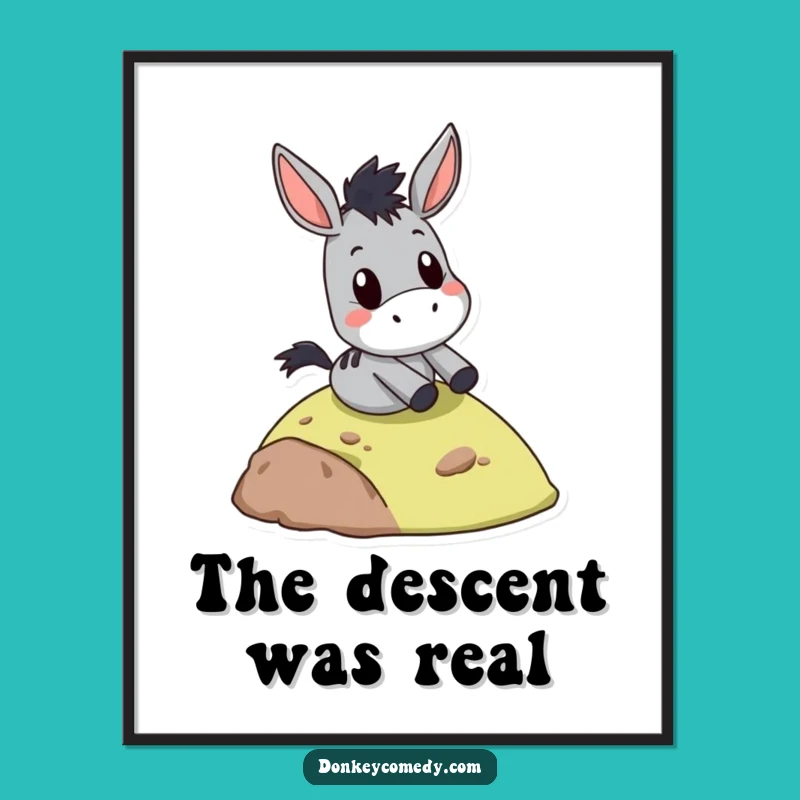 Instant funny surprised donkey slide digital art, a downloadable gift, featuring a donkey sliding.