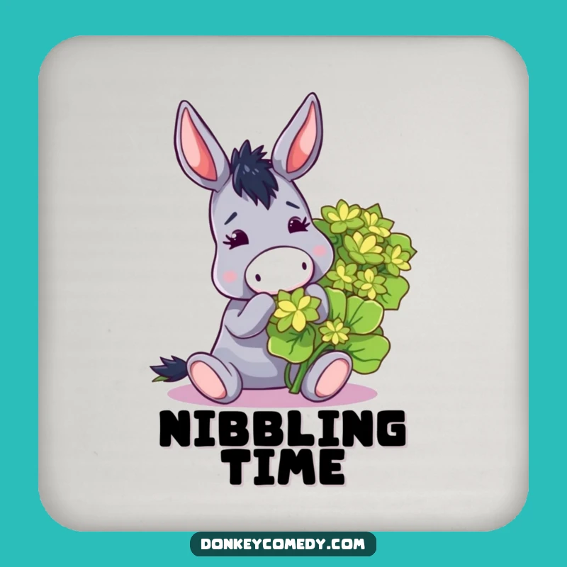 Funny Donkey Nibbling Clover Coaster - Protect Surfaces Hilariously