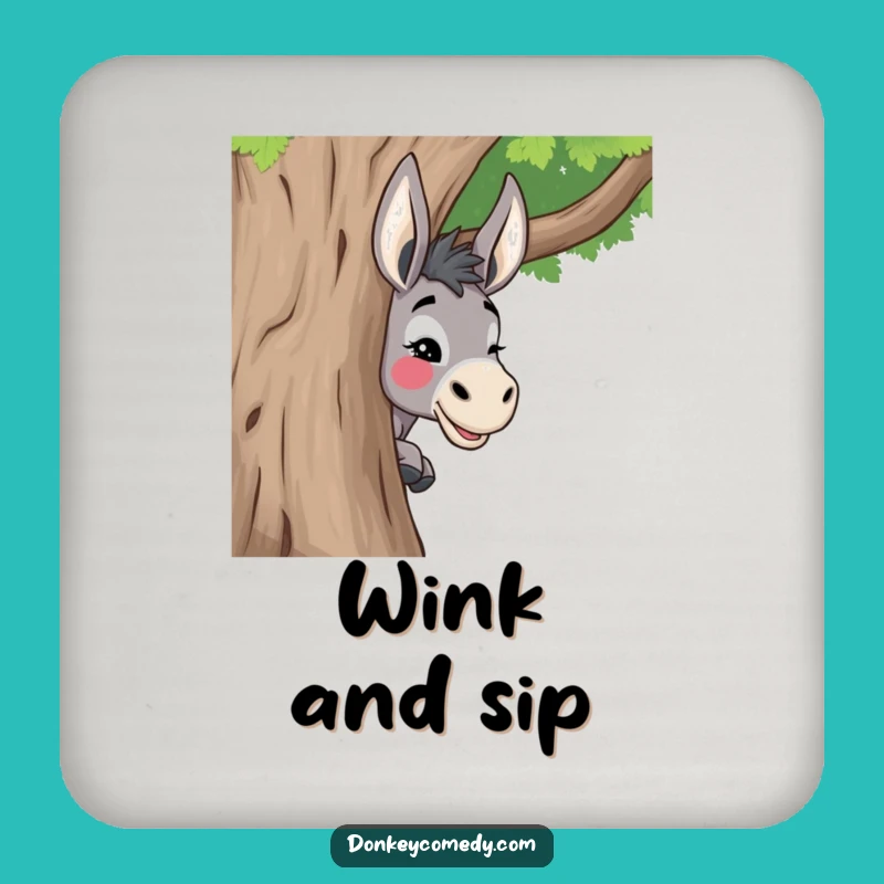 Funny Donkey Peeking Tree Coasters - Protect Surfaces with a Wink