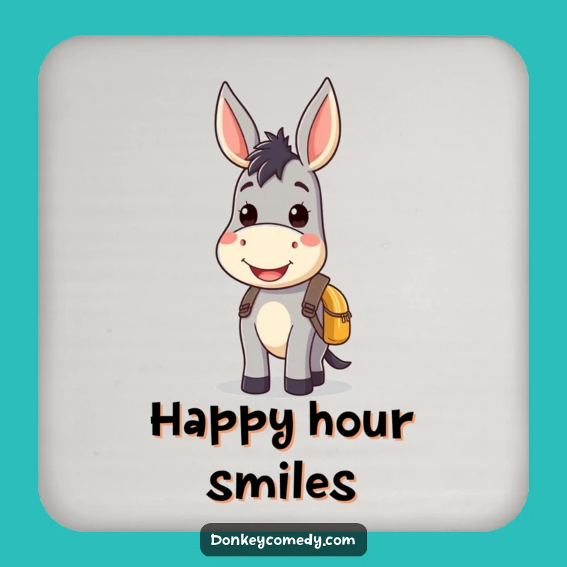Kawaii Donkey Smile Backpack Coasters - Cute Protection for Your Surfaces
