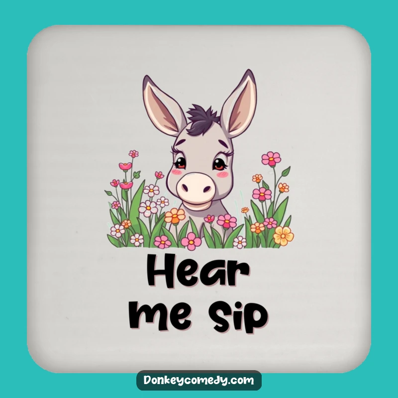 Protect Surfaces Funny Donkey Curious Ears Flower Patch Coaster, Gift