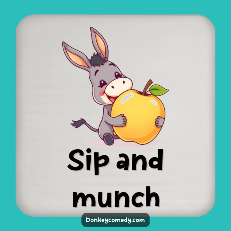 Funny Donkey Apple Coaster Set - Protect Surfaces with Grateful Vibes