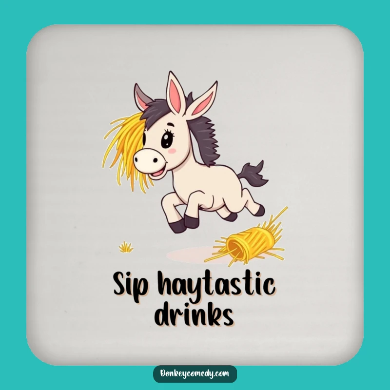 Protect Surfaces Funny Donkey Bounding Hay Coaster, Gift