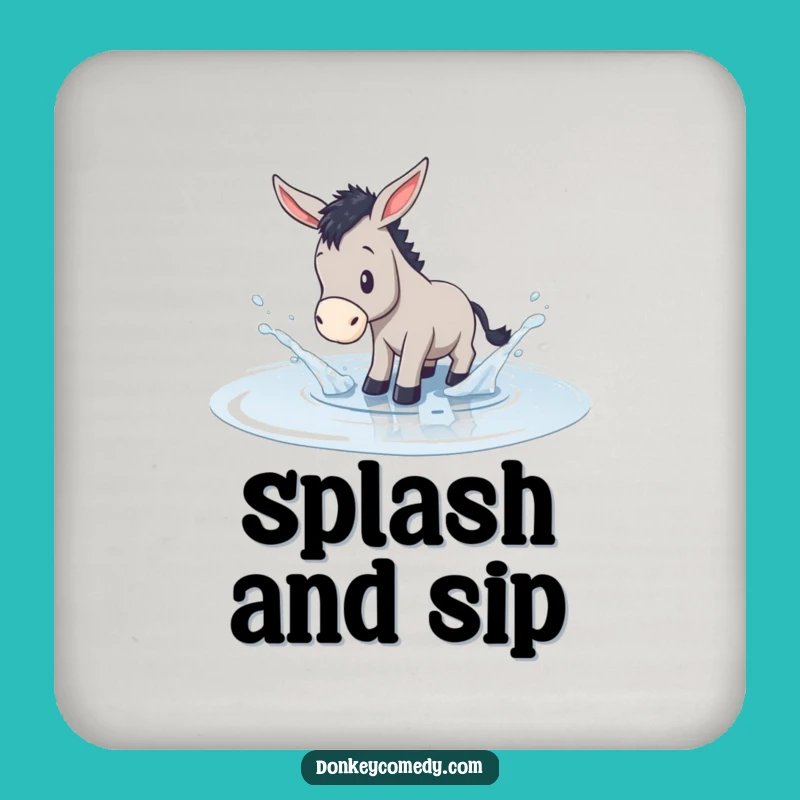 Funny Donkey Puddle Splash Coaster - Humorous Gift for Tabletop Fun
