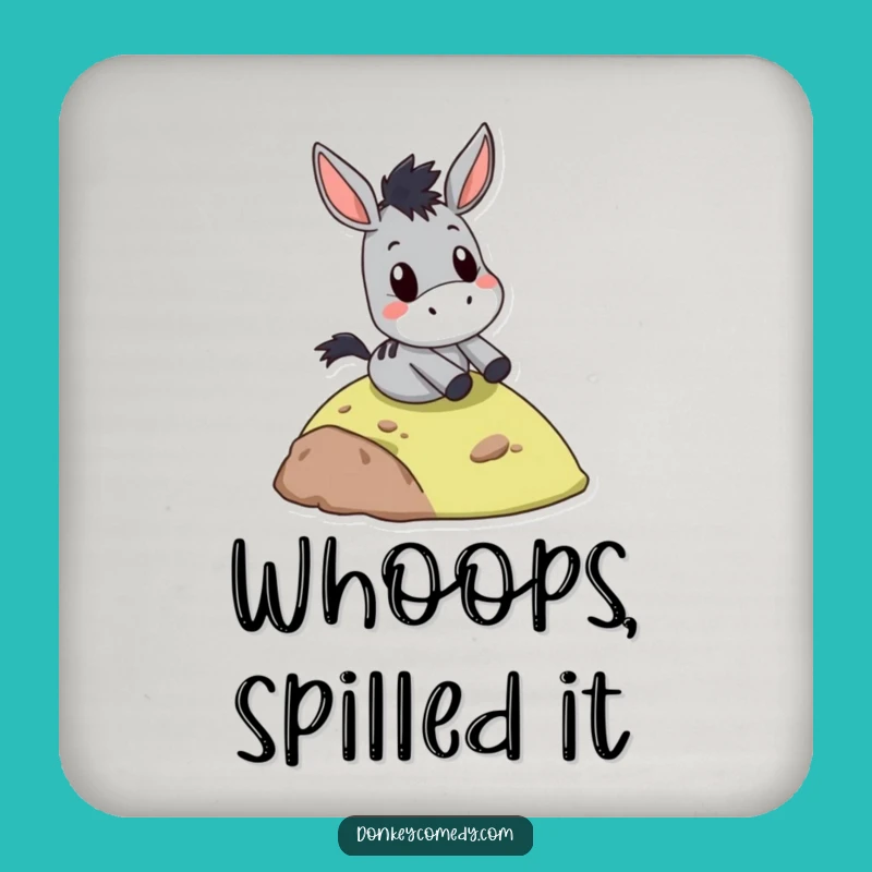 Funny surprised donkey slide drink coaster, a gift for hosts, protecting surfaces with a sliding donkey.