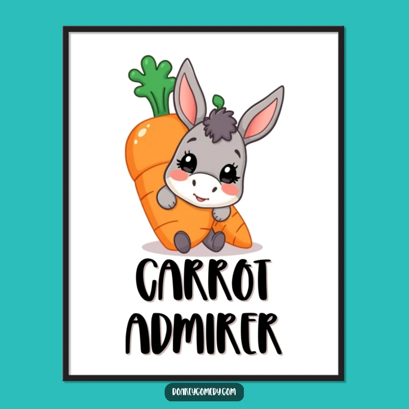 Funny Donkey Carrot Poster: Peeking Character for Playful Wall Decor