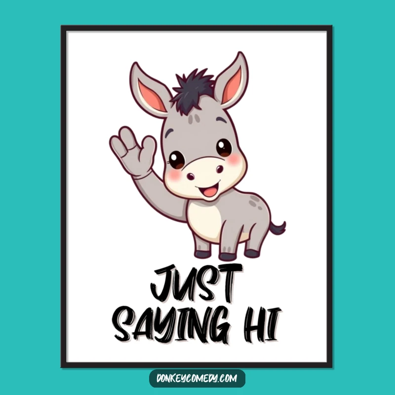 Funny Donkey Poster: Cheerful Wave Art for Donkey Enthusiasts