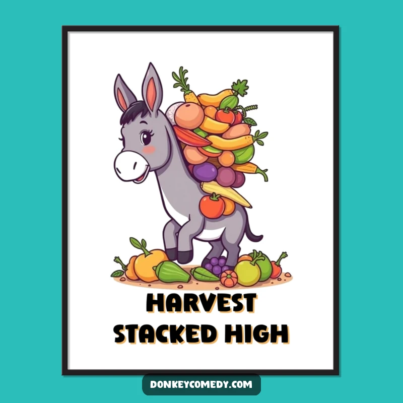 Funny Donkey Farm Produce Poster - Rustic Humor for Walls
