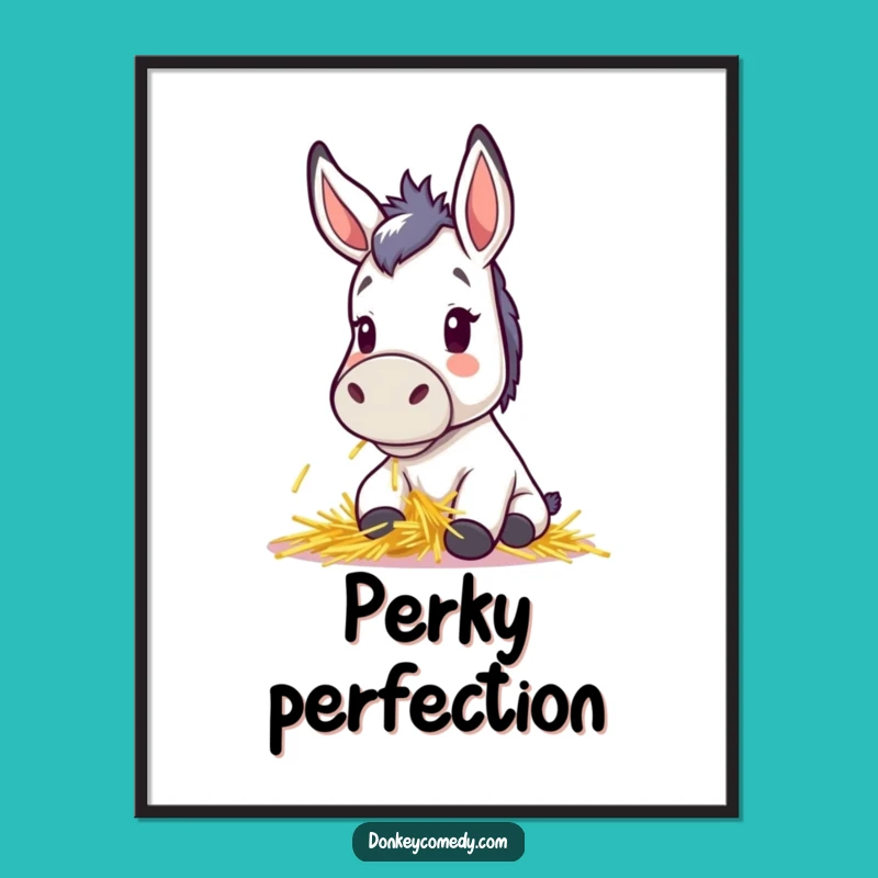 Funny Kawaii Donkey Poster - Cute Perky Ears Wall Art Gift