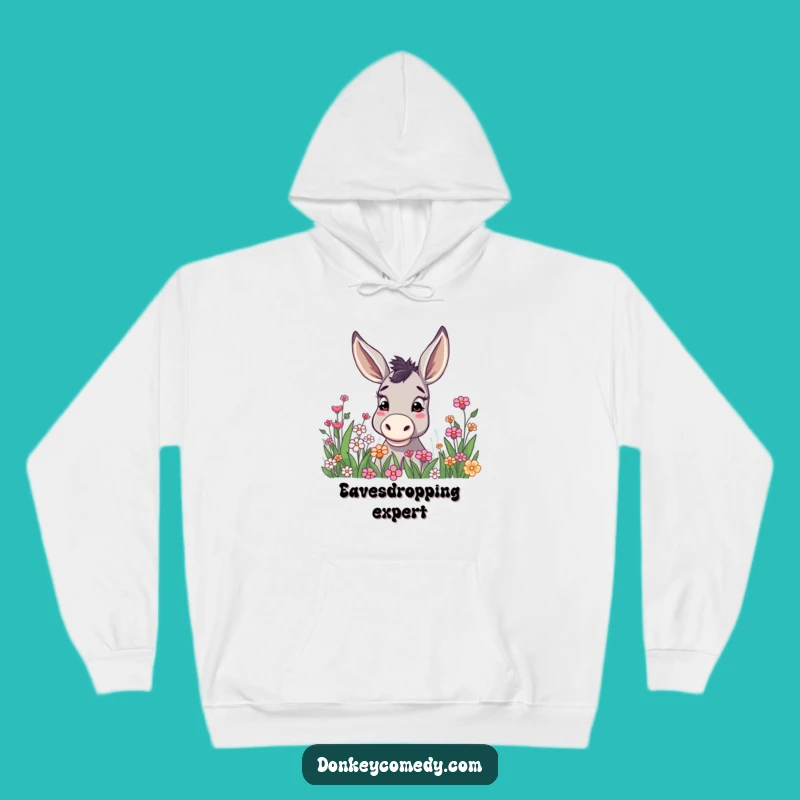 Cozy Funny Donkey Curious Ears Flower Patch Hoodie, Warm Gift