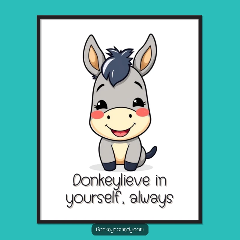 Free Printable Kawaii Donkey Art - Funny Donkey Smile, Downloadable Wall Decor