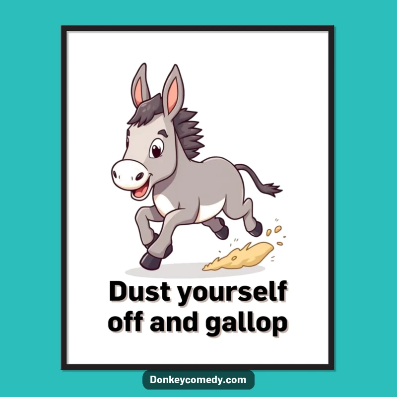 Funny Free Printable Donkey Wall Art: Determined Trot, Dusty Scene, Downloadable Art