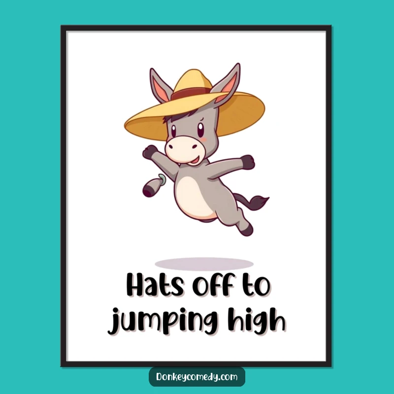 Free Printable Wall Art: Bouncy Donkey Jumping Quirky Downloadable Art Gift