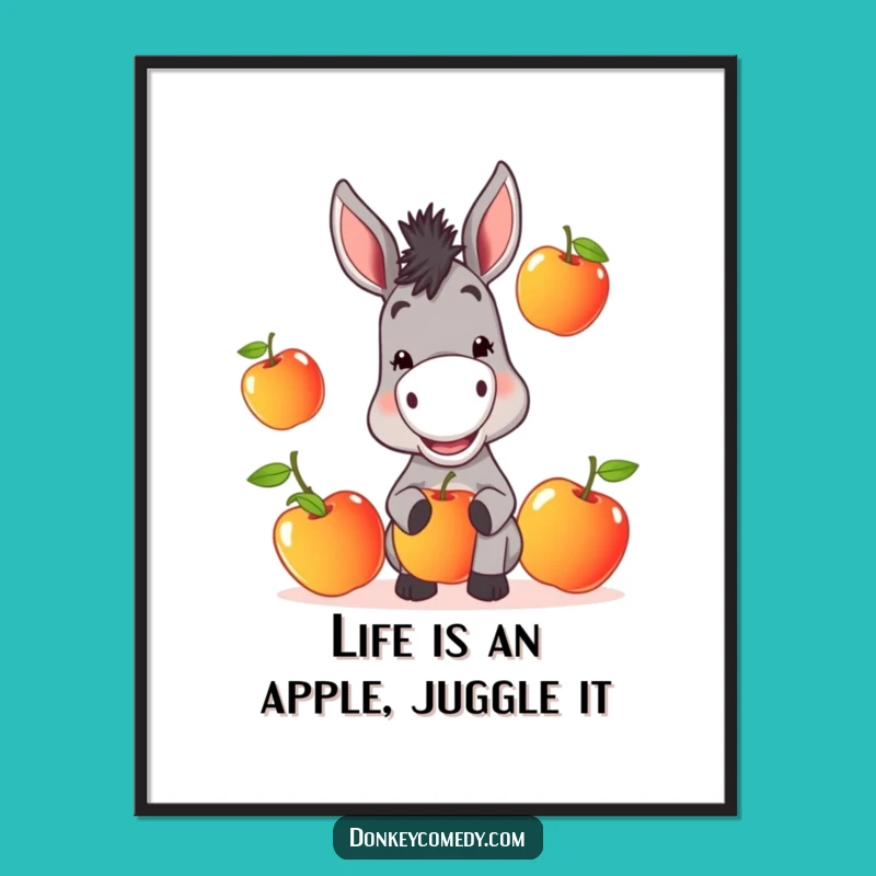 Funny Donkey Wall Art Free Printable: Juggling Apples Downloadable Decor